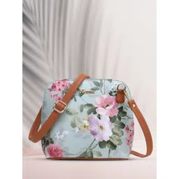 Exotic Teal Floral Printed PU Structured Sling Bag-picture-14