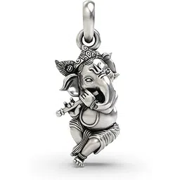 exotic india 925 Sterling Silver Fluting Lord Ganesha Pendant Hindu God Spiritual Jewelry for Men & Women-picture-46