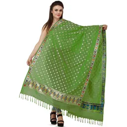 Exotic India Banarasi Brocaded Dupatta With Woven Polka Dots And Meenakari Border-image-21