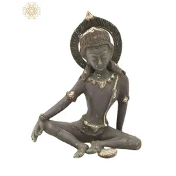 Exotic India Black & Brown Lord Indra Religious Idol Showpiece image 1