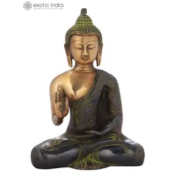 Exotic India Black & Gold Toned Lord Buddha Brass Idol Showpiece-picture-35