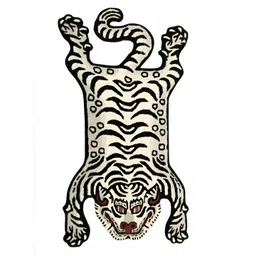 Exotic India Black & White Tibetan Tiger Wool Mat-picture-16
