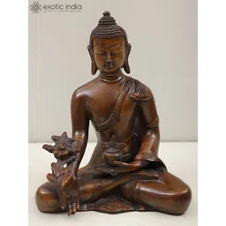 Exotic India Brown & Black Buddha Brass Idol Showpiece-picture-27