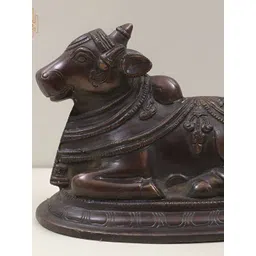 Exotic India Brown & Black Nandi Brass Religious Showpiece-picture-28