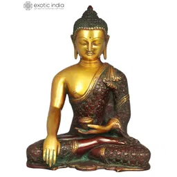 Exotic India Brown & Gold-Toned Bhumisparsha Buddha Idol Showpiece-picture-25