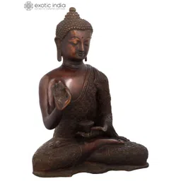 Exotic India Brown & Gold-Toned Blessing Buddha Buddha Idol Showpiece-picture-21