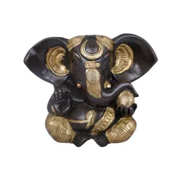 Exotic India Brown & Gold-Toned Ganesha Statue with Large Ears Religious Idol Showpiece-picture-40