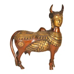 Exotic India Brown & Gold-Toned Kamadhenu Idol Showpiece-picture-12