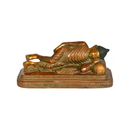 Exotic India Brown & Gold Toned Lord Buddha Brass Idol Showpiece-picture-32