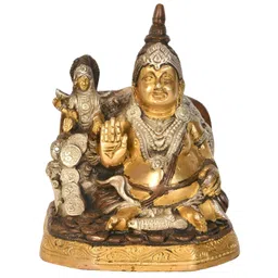 Exotic India Brown & Gold-Toned Lord Kubera And Goddess Lakshmi Religious Idol Showpiece-picture-25