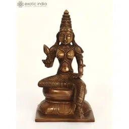 Exotic India Brown Goddess Parvati Seated On Pedestal Religious Idol Showpiece-picture-37