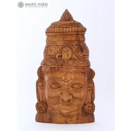 Exotic India Brown Textured Garuda Head Wooden Wall Hangings-picture-29