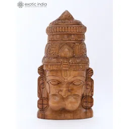 Exotic India Brown Textured Lord Hanuman Wooden Wall Hangings-picture-23