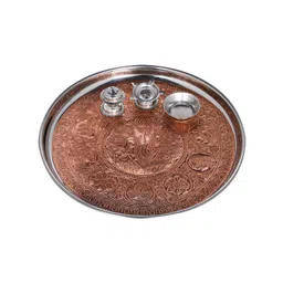 Exotic India Copper Toned Metal Ganesha Puja Thali-picture-22
