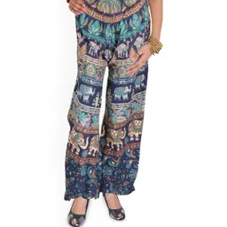 Exotic India Ethnic Motifs Printed Relaxed Straight Leg High-Rise Cotton Regular Trousers-picture-26