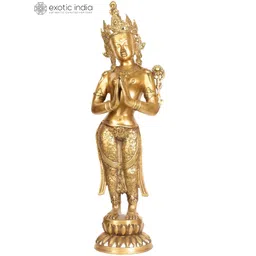 Exotic India Goddess Religious Namaste Lady Brass Sculpture-picture-35