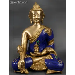Exotic India Gold-Toned & Blue Buddha Idol Showpiece-picture-33