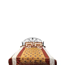 Exotic India Gold-Toned & Brown Ethnic Motifs 300 TC Queen Bedsheet With Pillow Covers-picture-17
