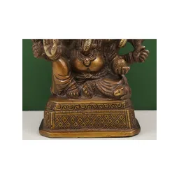 Exotic India Gold Toned & Brown Panch-Mukhi Ganesha Religious Brass Idol Showpiece-picture-41