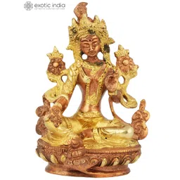 Exotic India Gold-Toned & Copper Toned Lord Tibetan Buddha Idol Showpiece-picture-37