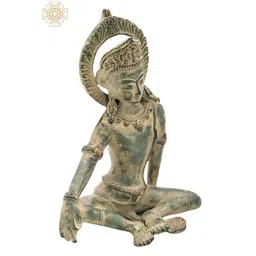 Exotic India Gold-Toned & Green Lord Indra Religious Idol Showpiece-picture-38