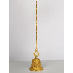 Exotic India Gold Toned Brass Ashta-Vinayaka Temple Hanging Bell-picture-32