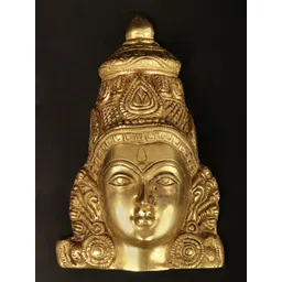Exotic India Gold-Toned Brass Crowned Devi Mukhamandala Wall-Hanging Mask-picture-25