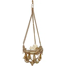 Exotic India Gold Toned Bronze Roof Hanging Peacock Diya image 1