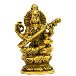 Exotic India Gold-Toned Devi Saraswati Religious Idol Showpiece-picture-15