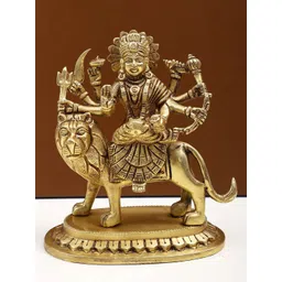 Exotic India Gold-Toned Eight Armed Goddess Durga-picture-24