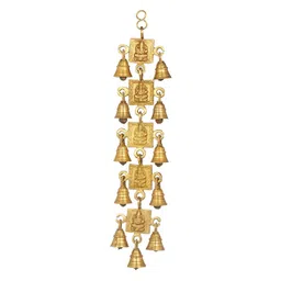Exotic India Gold-Toned Ganesha Brass Wall Hanging Bells-picture-24