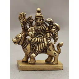 Exotic India Gold Toned Goddess Durga Brass Showpiece-picture-18