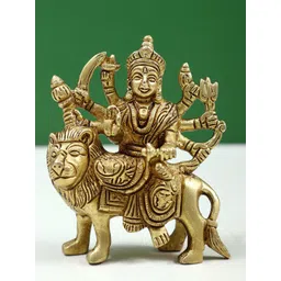 Exotic India Gold Toned Goddess Durga Religious Statue Showpiece-picture-20