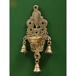 Exotic India Gold-Toned Hanging Diya with Bell-image-12