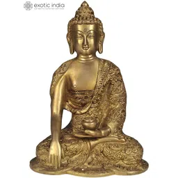 Exotic India Gold-Toned Lord Buddha Idol Showpiece-picture-18