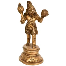 Exotic India Gold-Toned Lord Hanuman Religious Brass Idol Showpiece-picture-27