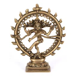 Exotic India Gold-Toned Lord Nataraj Brass Idol Showpiece-picture-25