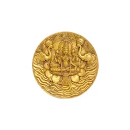 Exotic India Gold Toned Rising Over The Tide Lakshmi Brass Wall Art image 1