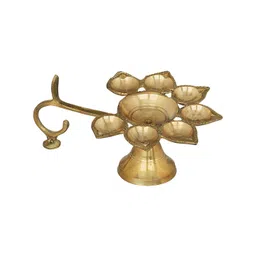 Exotic India Gold-Toned Textured Brass Pooja Diya-picture-24