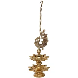 Exotic India Gold Toned Textured Hanging Pooja Diya-picture-19