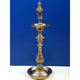 Exotic India Gold Toned Textured Pooja Diya-image-47