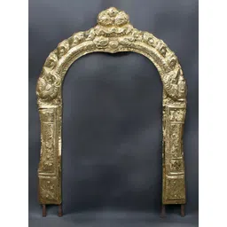 Exotic India Gold Toned Thiruvachi Arch Brass Temple Prabhavali-picture-27