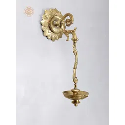 Exotic India Gold Toned Wall Hanging Diya Pooja Essentials-image-16