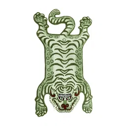 Exotic India Green & Black Tibetan Tiger Wool Mat-image-31