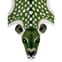 Exotic India Green & White Cotton Handmade Spotted Deer Tufted Yogic Asana Floor Mats-image-30
