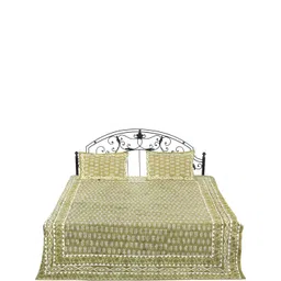 Exotic India Green & White Geometric Cotton 300 TC Queen Bedsheet With 2 Pillow Covers-image-40