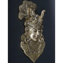 Exotic India Grey Textured Lord Krishna Wall Hangings-picture-27