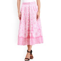 Exotic India Mauveglow Motifs Printed Pilkhuwa Midi-Skirt-picture-37