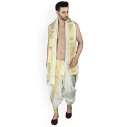Exotic India Men Art Silk Dhoti With Angavastram-picture-28