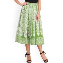 Exotic India Pilkhuwa With Block Printed Pure Cotton A-Line Midi Skirt-picture-34